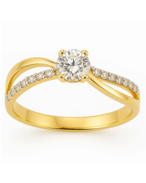 Gold engagement ring with cubic zirconia 8k