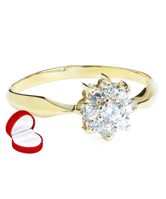 Engagement ring flower gold 8k