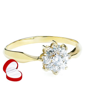 Engagement ring flower gold 8k