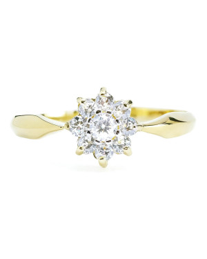 Engagement ring flower gold 8k