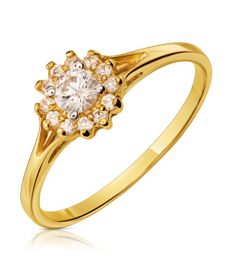 Large flower ring gold 8k
