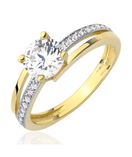 Engagement ring with cubic zirconia gold 8k