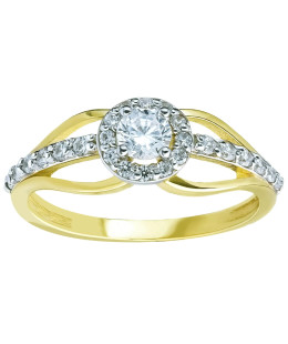 Engagement gold ring with white stones