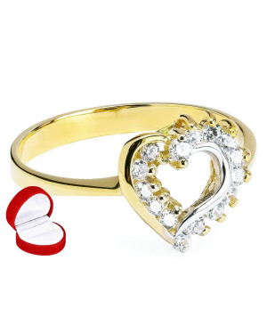 Engagement ring heart 8k white stones