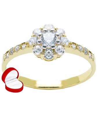 Ring with flower white stones 8k