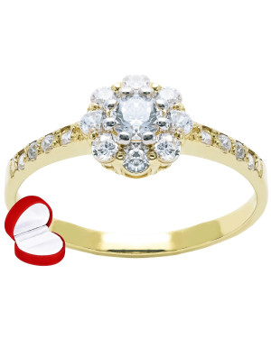 Ring with flower white stones 8k