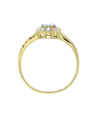 Ring with flower white stones 8k