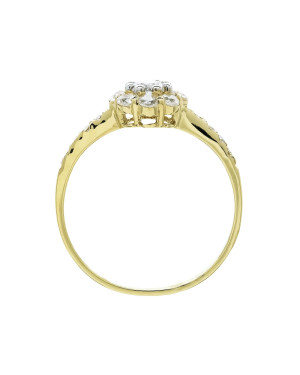 Ring with flower white stones 8k