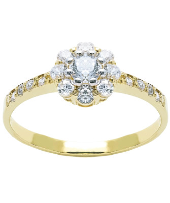 Ring with flower white stones 8k