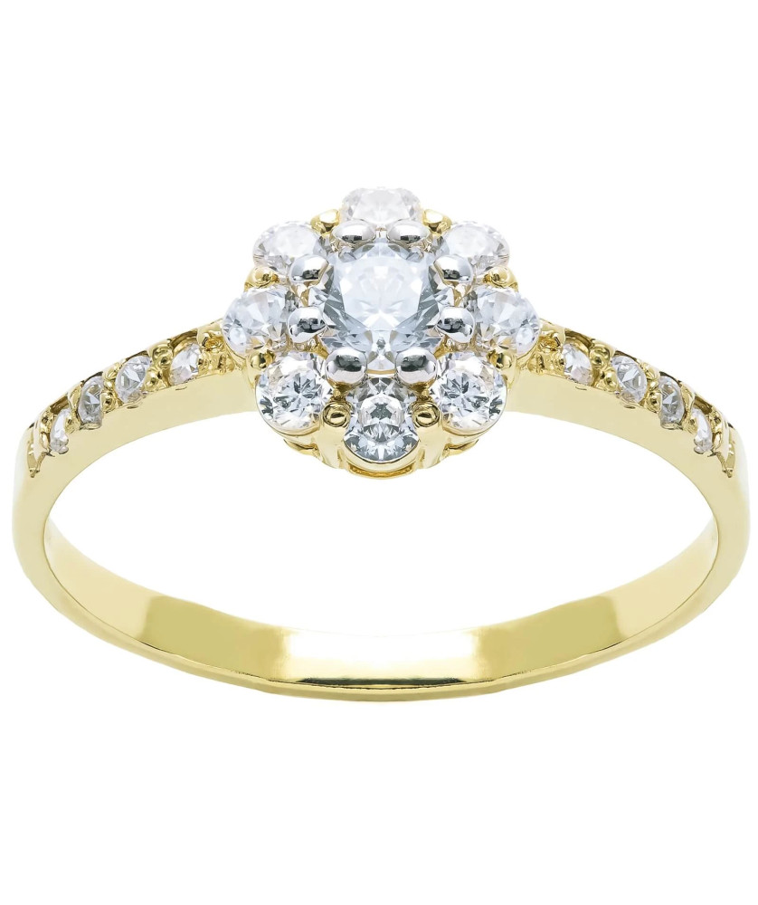 Ring with flower white stones 8k