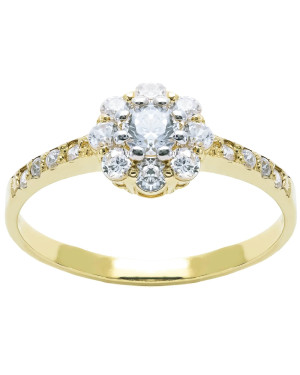 Ring with flower white stones 8k