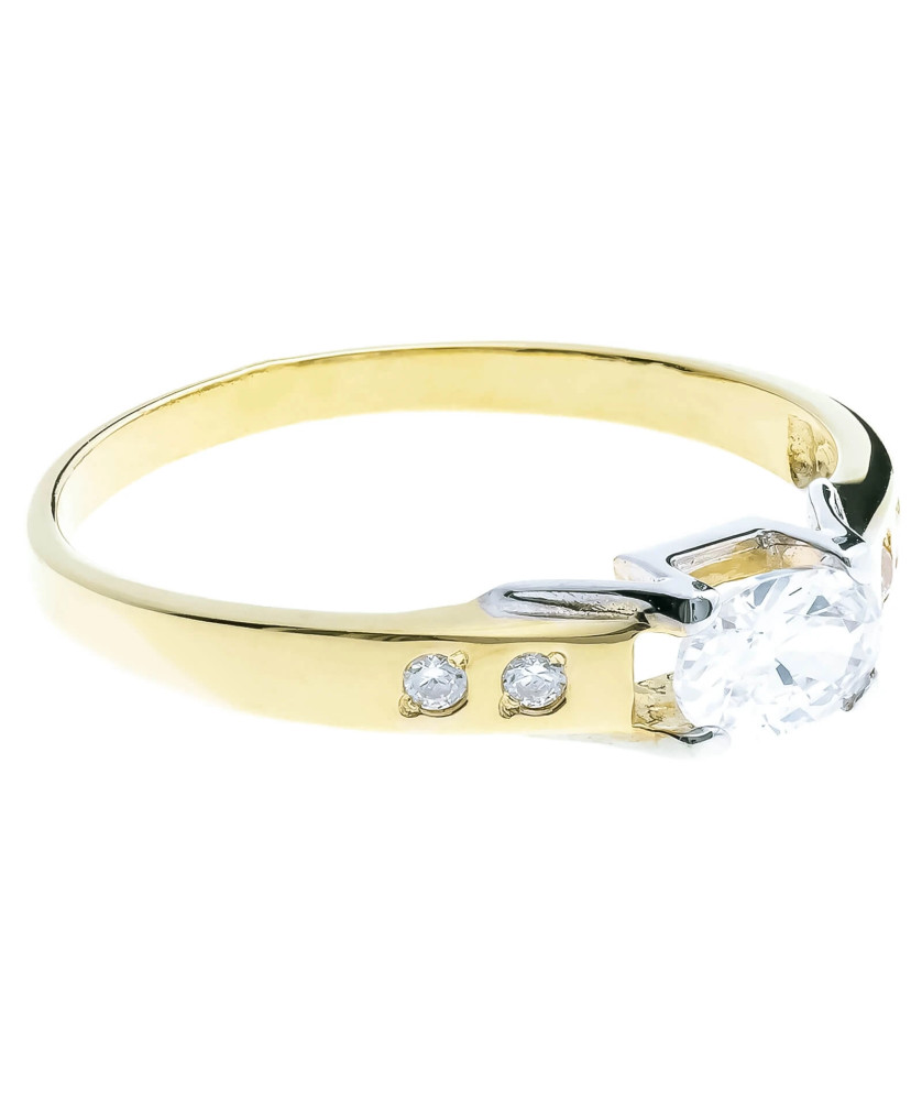 Gold engagement ring 8k classic design white zircons