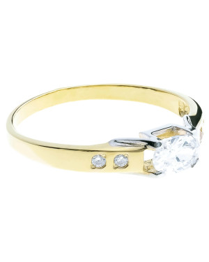 Gold engagement ring 8k classic design white zircons