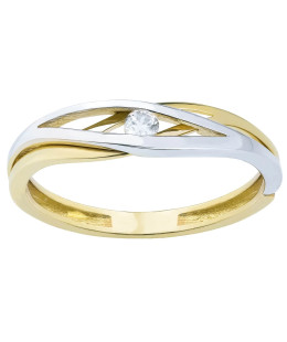 Ring stone cubic zirconia intertwined pattern 8k