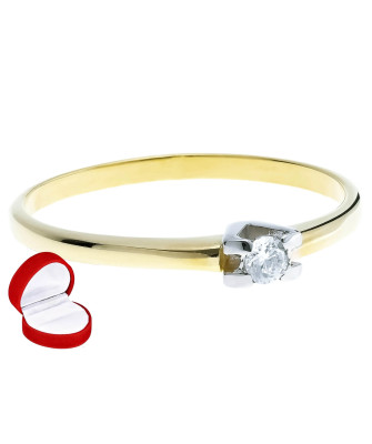 8k Gold Engagement Ring with White Zirconia