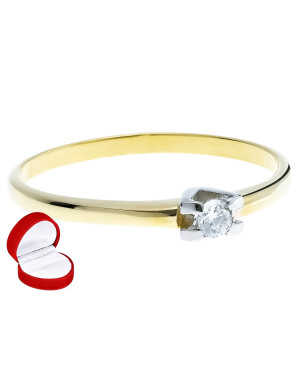 8k Gold Engagement Ring with White Zirconia