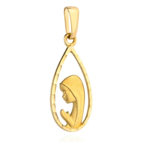 ⭐ Medal of Our Lady praying in a gold drop outline ♥ GoldJewellery
