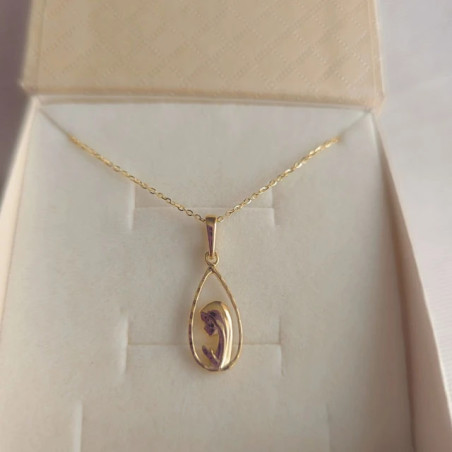 ⭐ Medal of Our Lady praying in a gold drop outline ♥ GoldJewellery