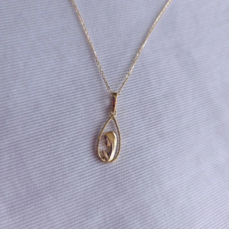 ⭐ Medal of Our Lady praying in a gold drop outline ♥ GoldJewellery