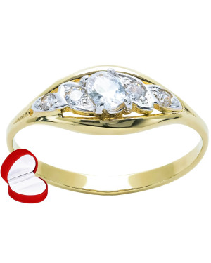 Gold ring with cubic zirconia 8k classic
