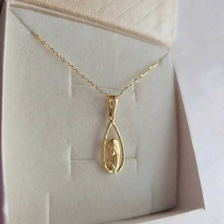 ⭐ Medal of Our Lady praying in a gold drop outline ♥ GoldJewellery