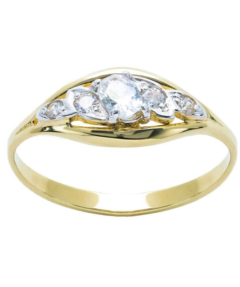 Gold ring with cubic zirconia 8k classic