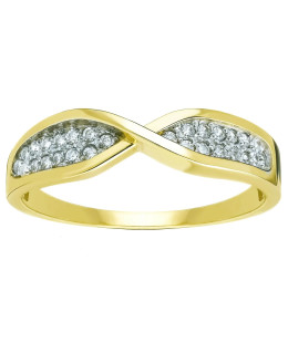 Gold ring interwoven pattern zirconia
