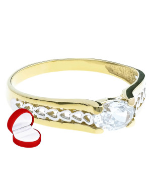 Engagement ring 8k with hearts white stone