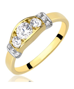 Golden ring 8k classic white stones
