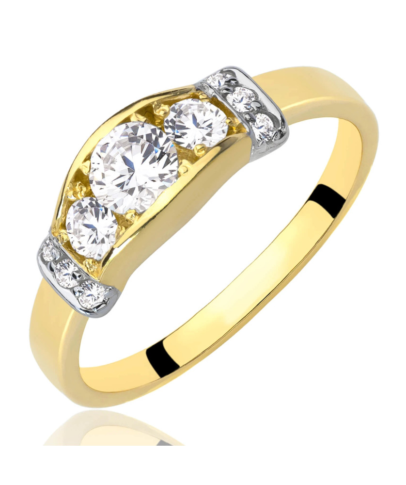 Golden ring 8k classic white stones