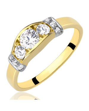 Golden ring 8k classic white stones