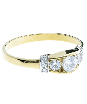 Golden ring 8k classic white stones
