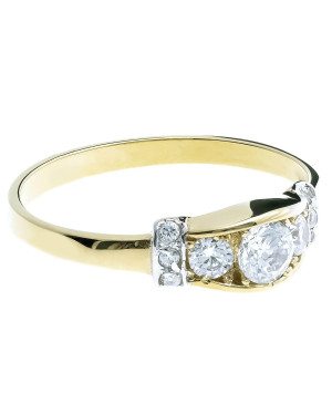 Golden ring 8k classic white stones