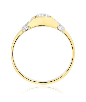 Golden ring 8k classic white stones