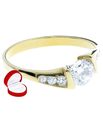 Gold ring 8k white zircons