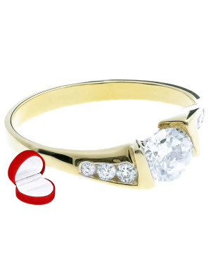 Gold ring 8k white zircons