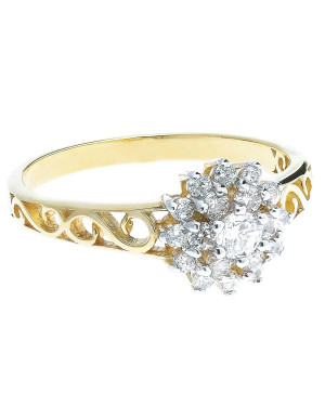 Filigree flower ring gold 8k