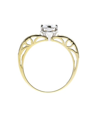 Gold filigree engagement ring with zirconia