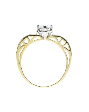 Gold filigree engagement ring with zirconia
