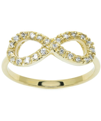 Gold infinity ring with zirconia