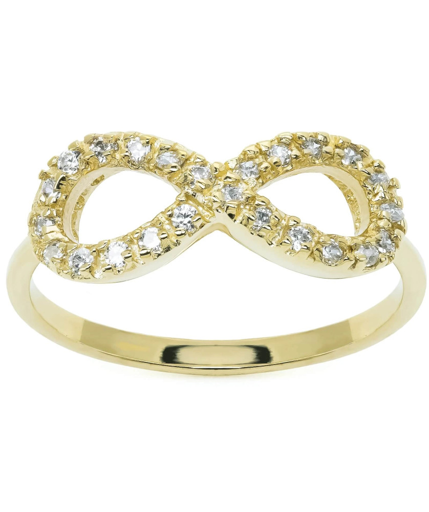 Gold infinity ring with zirconia