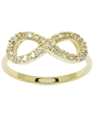 Gold infinity ring with zirconia