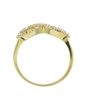 Gold infinity ring with zirconia