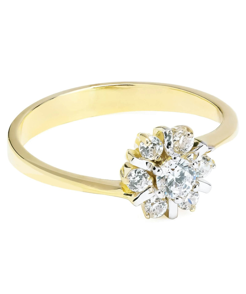 8k Gold Engagement Ring with Zirconia Flower