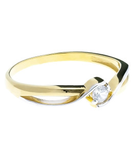 Engagement ring with cubic zirconia interwoven pattern