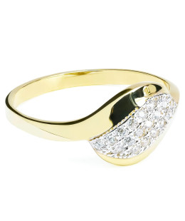 Gold ring with cubic zirconia 8k wave