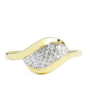 Gold ring with cubic zirconia 8k wave