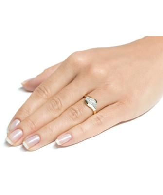Gold ring with cubic zirconia 8k wave