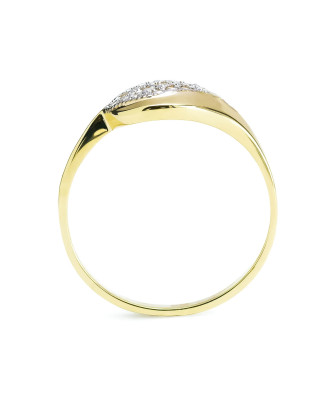 Gold ring with cubic zirconia 8k wave