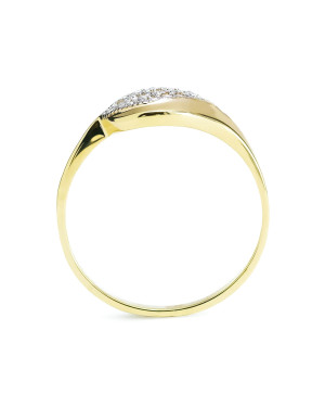 Gold ring with cubic zirconia 8k wave